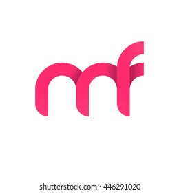 initial letter mf modern linked circle round lowercase logo pink