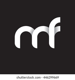 initial letter mf modern linked circle round lowercase logo white black