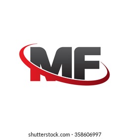 initial letter MF swoosh ring company logo red black