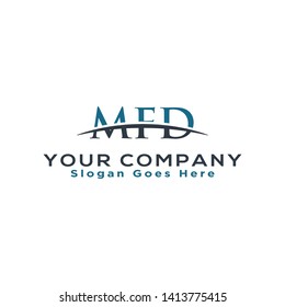 Initial letter MFD, overlapping movement swoosh horizon logo company design inspiration in blue and gray color vector