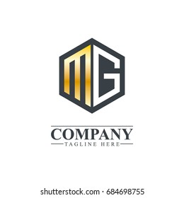 Initial Letter MG Hexagonal Design Logo
