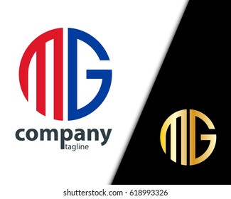 Initial Letter MG With Linked Circle Logo