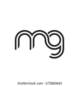 Initial letter mg, linked outline rounded lowercase, monogram black