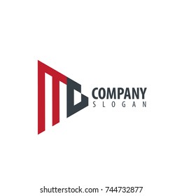 Initial Letter MG Linked Triangle Design Logo
