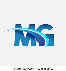 initial letter MG logotype company name colored blue and swoosh design. vector logo for business and company identity.
