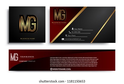 initial letter MG logotype company name colored gold elegant design. Vector sets for business identity on black background.
