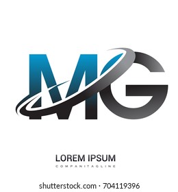 initial letter MG logotype company name colored blue and grey swoosh design. logo design for business and company identity.