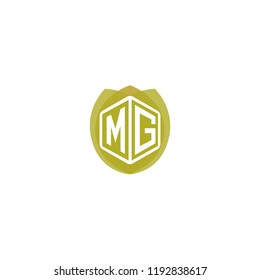 Initial Letter MG, M, G Hexagonal Shape Logo Design with Leaf, Eco, Nature, Organic Illustration for Company Identity