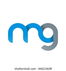 initial letter mg modern linked circle round lowercase logo blue gray