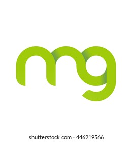 initial letter mg modern linked circle round lowercase logo green