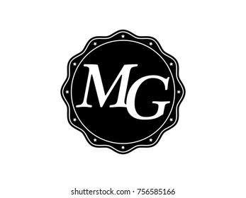 Initial letter MG monogram logo black seal stamp lace