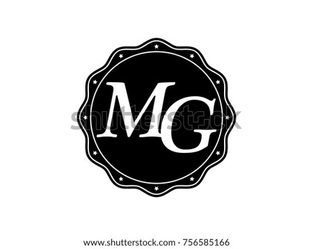 Initial letter MG monogram logo black seal stamp lace