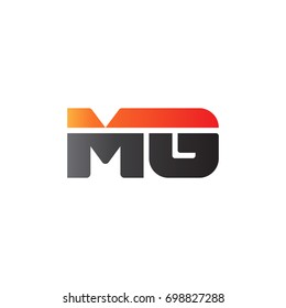 Initial letter MG, straight linked line bold logo, gradient fire red black colors