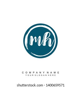 Initial letter MH beautiful handwriting logo vector template