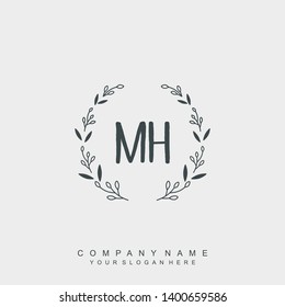 Initial letter MH beautiful handwriting logo vector template