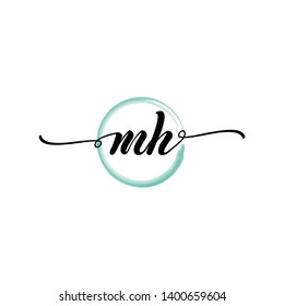 Initial letter MH beautiful handwriting logo vector template