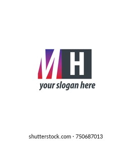 Initial Letter MH Design Logo With Square