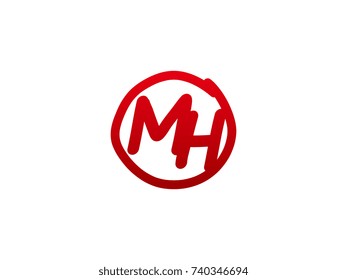 The initial letter MH handwritten logo