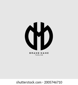Diseño del logotipo de la carta inicial MH o HM, diseño del logotipo de Circle