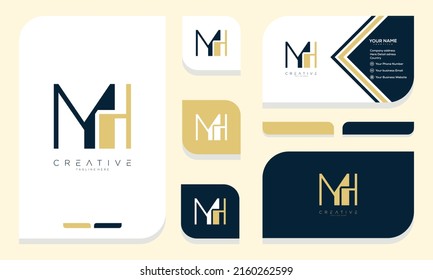 Initial Letter MH HM Logo Design And Business Card