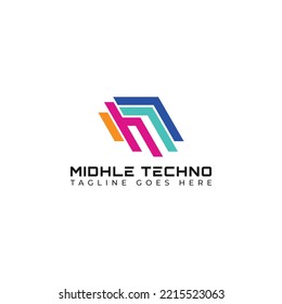 Resumen de la letra inicial logotipo MT o TM en varios colores aislados en fondo blanco aplicado para el logotipo de la industria de merch también adecuado para las marcas o empresas que tienen el nombre inicial TM o MT.