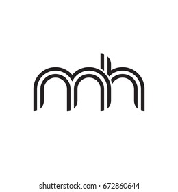 Initial letter mh, linked outline rounded lowercase, monogram black