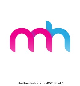 initial letter mh linked round lowercase logo pink blue purple