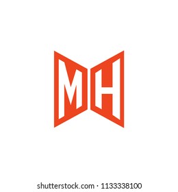 Initial Letter MH Logo Design, Hexagonal Shape in Flat Colored