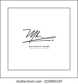 Initial Letter MH Logo - Hand Drawn Signature Logo