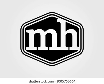 Initial letter mh lowercase logo minimalist black