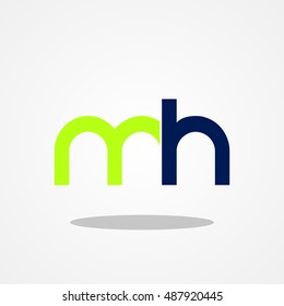 Initial letter MH lowercase logo design template leaf green navy blue
