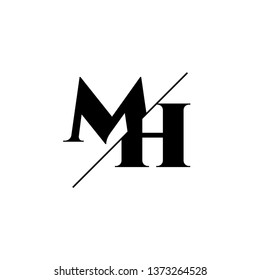 Initial Letter MH Monogram Sliced. Logo template isolated on white background