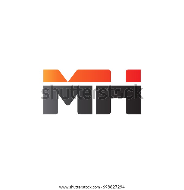 Initial letter MH, straight linked line bold logo,\
gradient fire red black\
colors