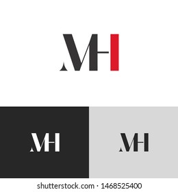 Initial Letter mh uppercase modern logo design template elements. red letter Isolated on black white grey background. Suitable for business, consulting group company.