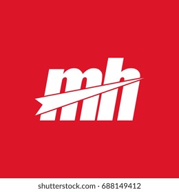initial letter mh white flat logo vector in red background