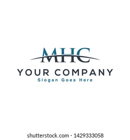 Initial letter MHC, overlapping movement swoosh horizon logo company design inspiration in blue and gray color vector