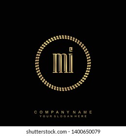 Initial letter MI beautiful handwriting logo vector template