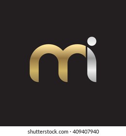 initial letter mi linked round lowercase logo gold silver black background