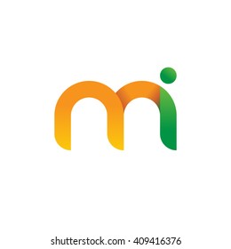 initial letter mi linked round lowercase logo orange green