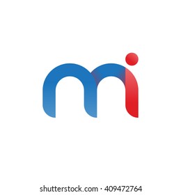initial letter mi linked round lowercase logo blue red