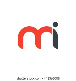 initial letter mi linked round lowercase logo red