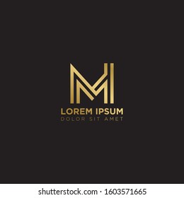 Initial Letter MI linked uppercase overlap modern gold logo vector design template. Suitable for business, consulting group company.