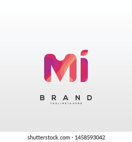 Initial letter MI logo with colorful background, letter combination logo design for creative industry, web, business and company. - Vector