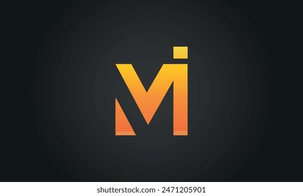 Initial Letter MI Logo Design With Swoosh. Creative And Modern MI Logo Design on Black Background.