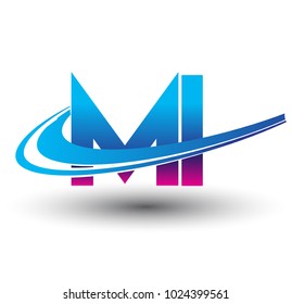 initial letter MI logotype company name colored blue and magenta swoosh design. vector logo for business and company identity.
