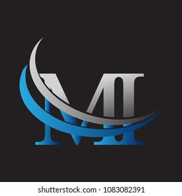 initial letter MI logotype company name colored blue and grey swoosh design. vector logo for business and company identity.