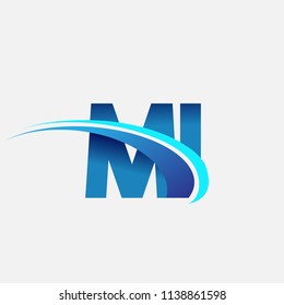 initial letter MI logotype company name colored blue and swoosh design. vector logo for business and company identity.
