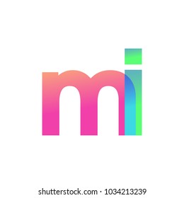 Initial Letter MI Lowercase Logo green, pink and Blue, Modern and Simple Logo Design.