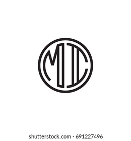 Initial letter MI, minimalist line art monogram circle logo, black color