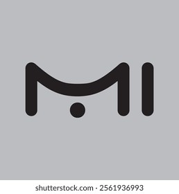 Initial letter mi modern linked  round lowercase logo blue gray